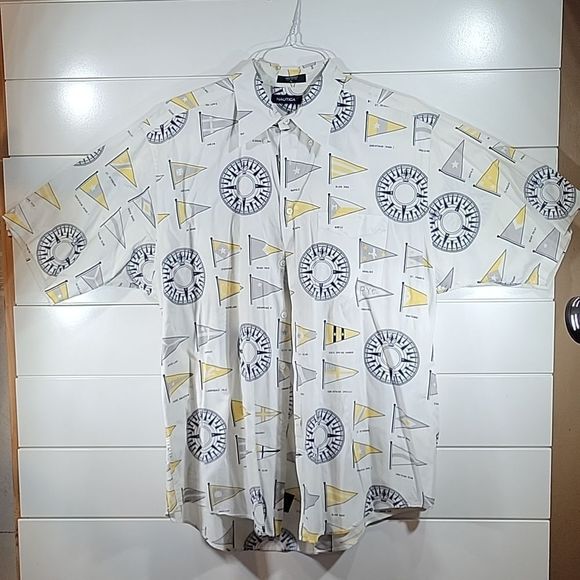 Nautica Flags of Port Print Shirt szL - Picture 1 of 5
